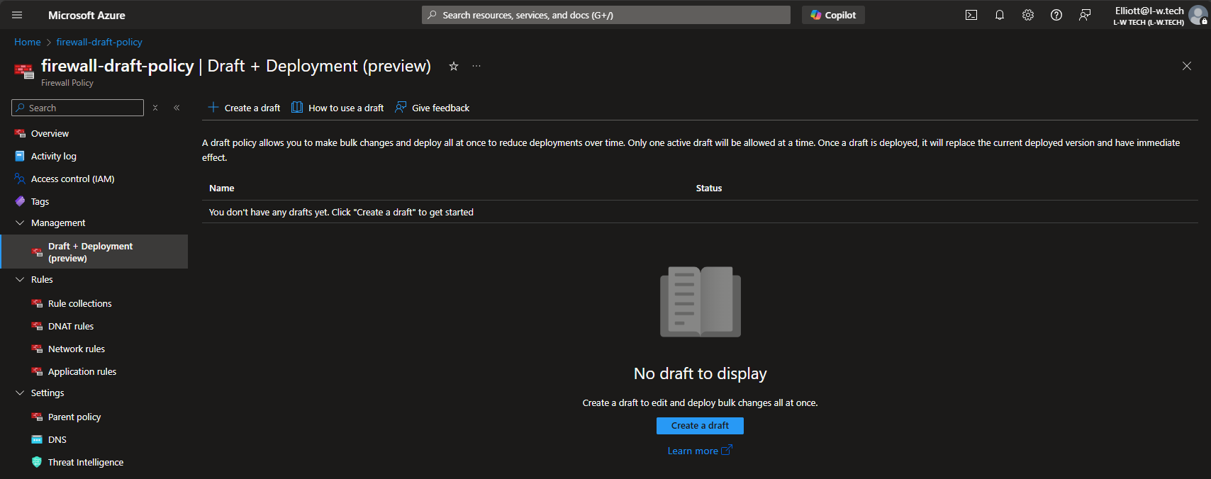 Screenshot of new Draft + Deployment section